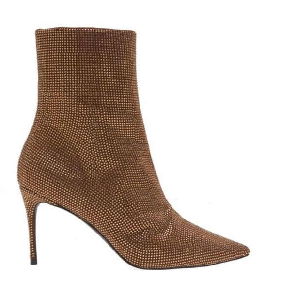 Black suede studio dahlia crystal embellished pointy boots - Picture 3 of 9